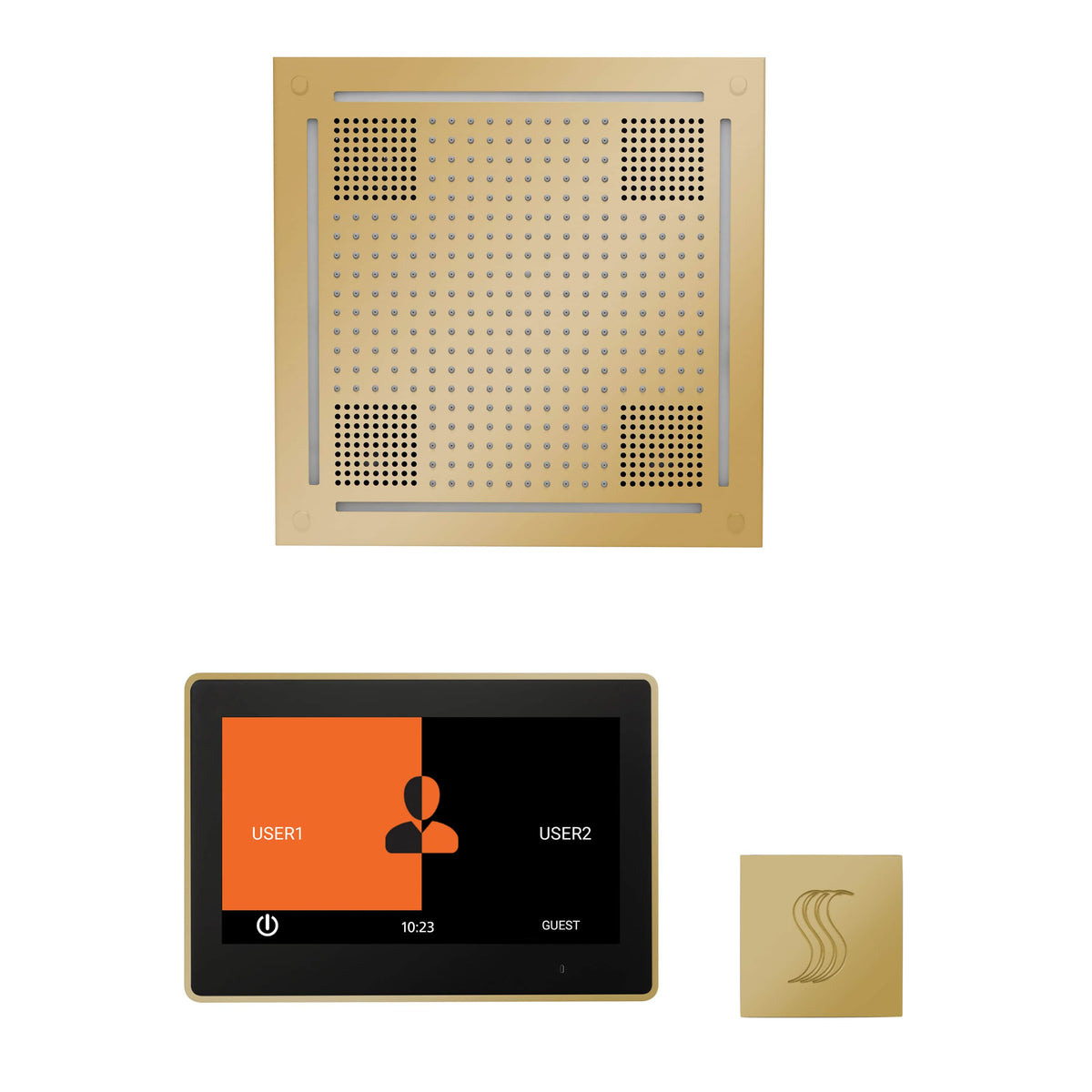 ThermaSol The wellness Hydrovive Steam Package with 10" ThermaTouch Square-Steam Shower Controls & Accessories-ThermaSol-Polished Brass-Nordica Sauna
