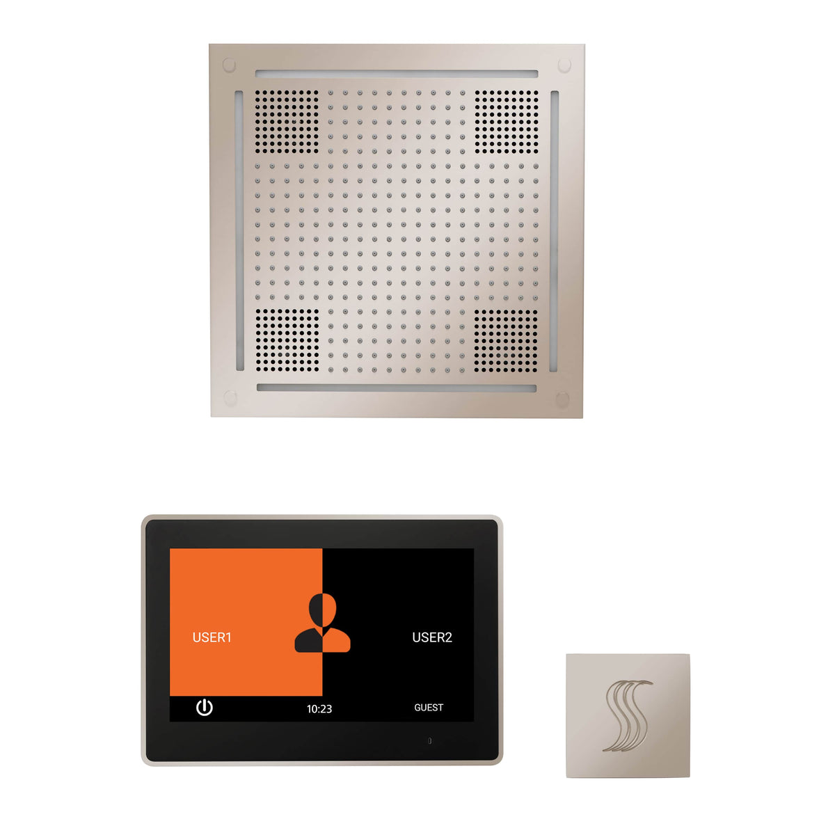 ThermaSol The wellness Hydrovive Steam Package with 10" ThermaTouch Square-Steam Shower Controls & Accessories-ThermaSol-Polished Nickel-Nordica Sauna