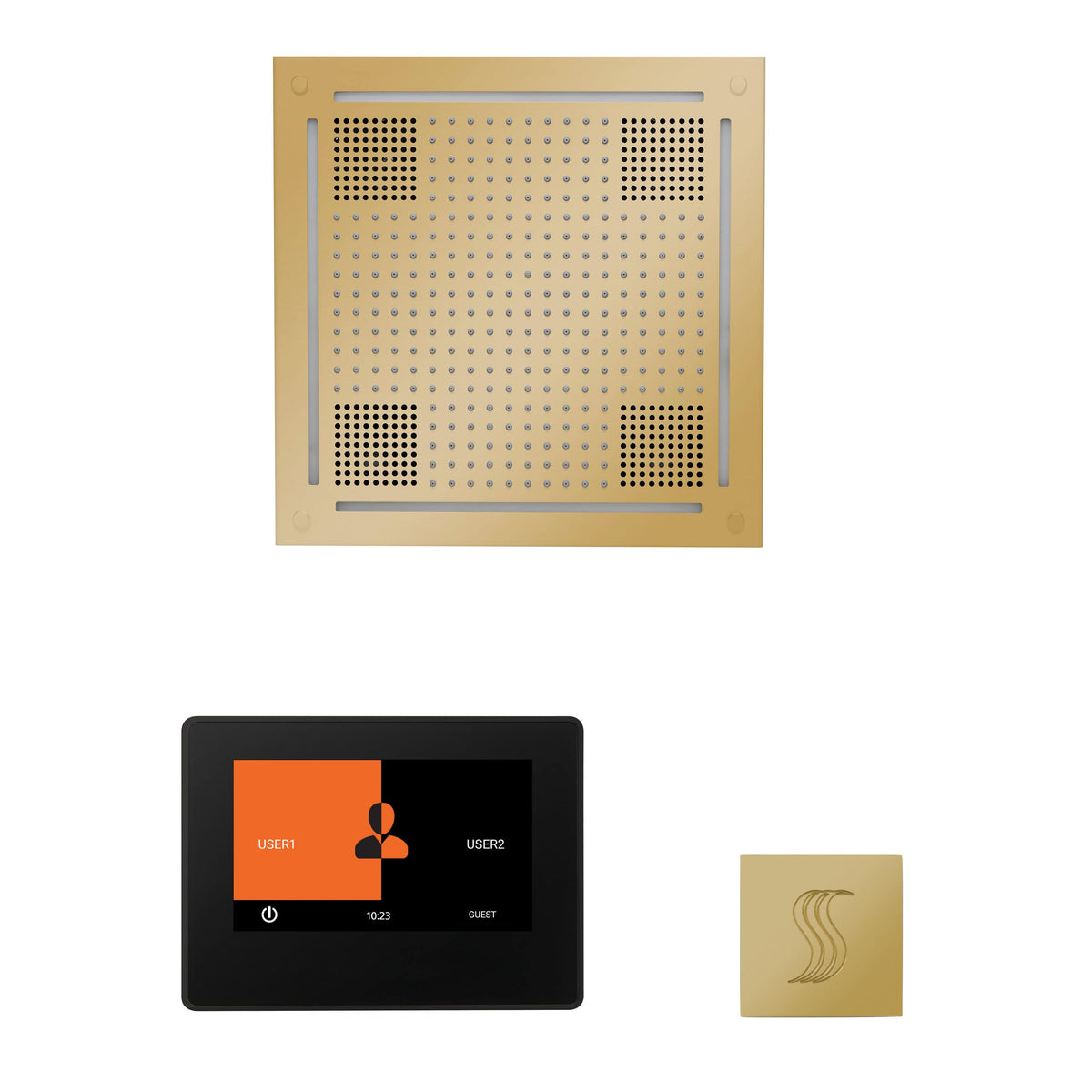 ThermaSol The wellness Hydrovive Steam Package with 7" ThermaTouch Square-Steam Shower Controls & Accessories-ThermaSol-Polished Brass-Nordica Sauna
