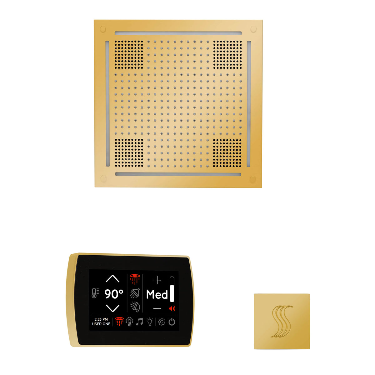 ThermaSol The wellness Hydrovive Steam Package with SignaTouch Square-Steam Shower Controls & Accessories-ThermaSol-Polished Gold-Nordica Sauna