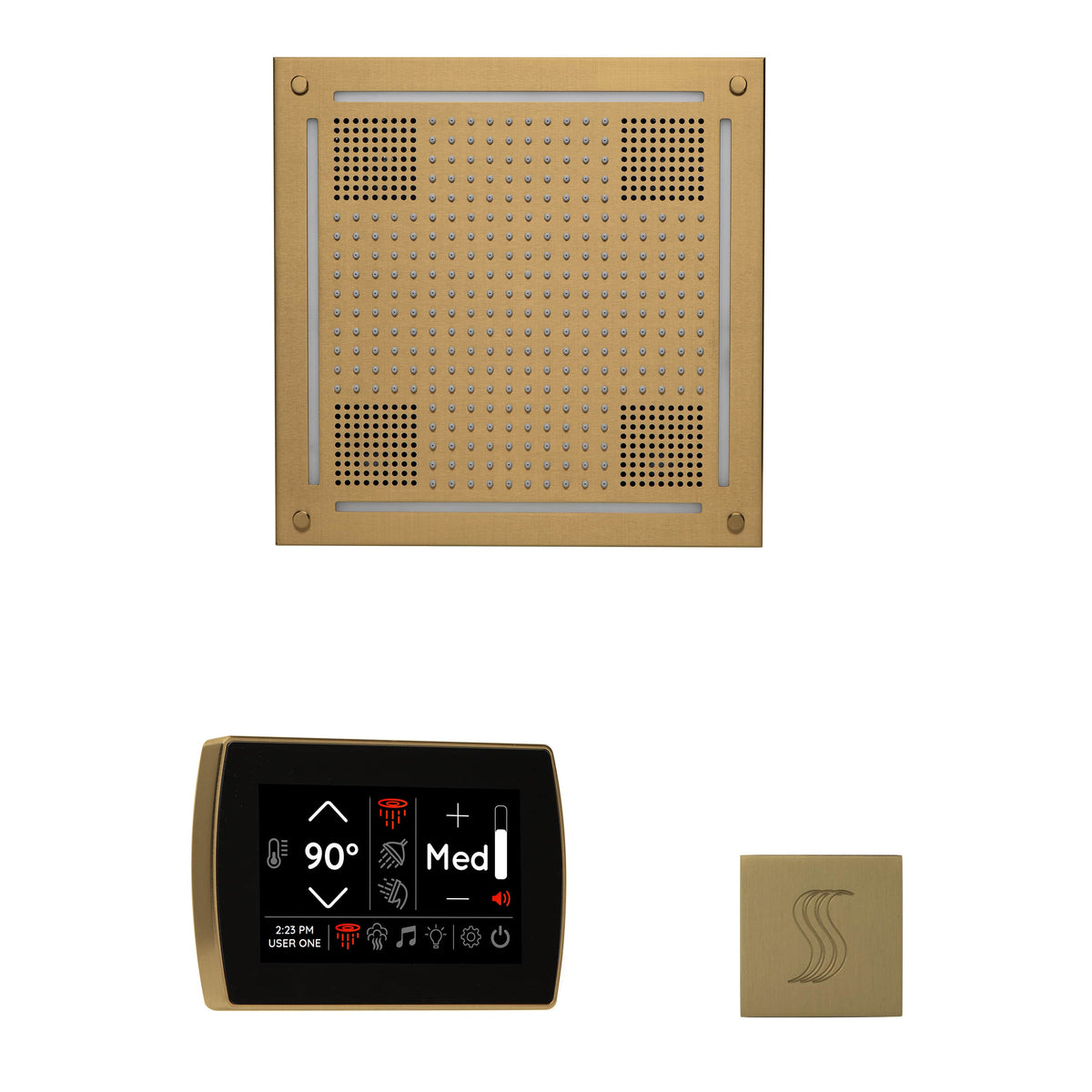 ThermaSol The wellness Hydrovive Steam Package with SignaTouch Square-Steam Shower Controls & Accessories-ThermaSol-Satin Brass-Nordica Sauna
