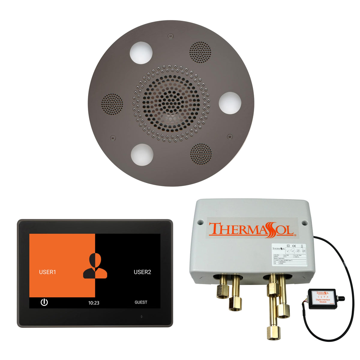 ThermaSol The Wellness Shower Package with 10" ThermaTouch Round-Steam Shower Controls & Accessories-ThermaSol-Black Nickel-Nordica Sauna
