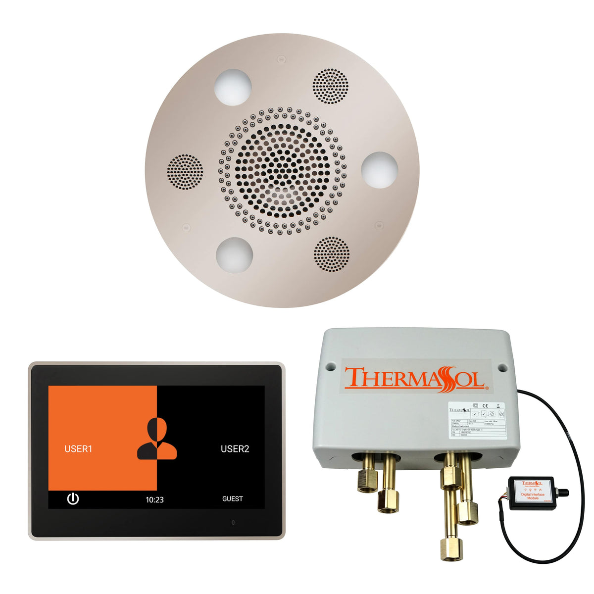 ThermaSol The Wellness Shower Package with 10" ThermaTouch Round-Steam Shower Controls & Accessories-ThermaSol-Polished Nickel-Nordica Sauna