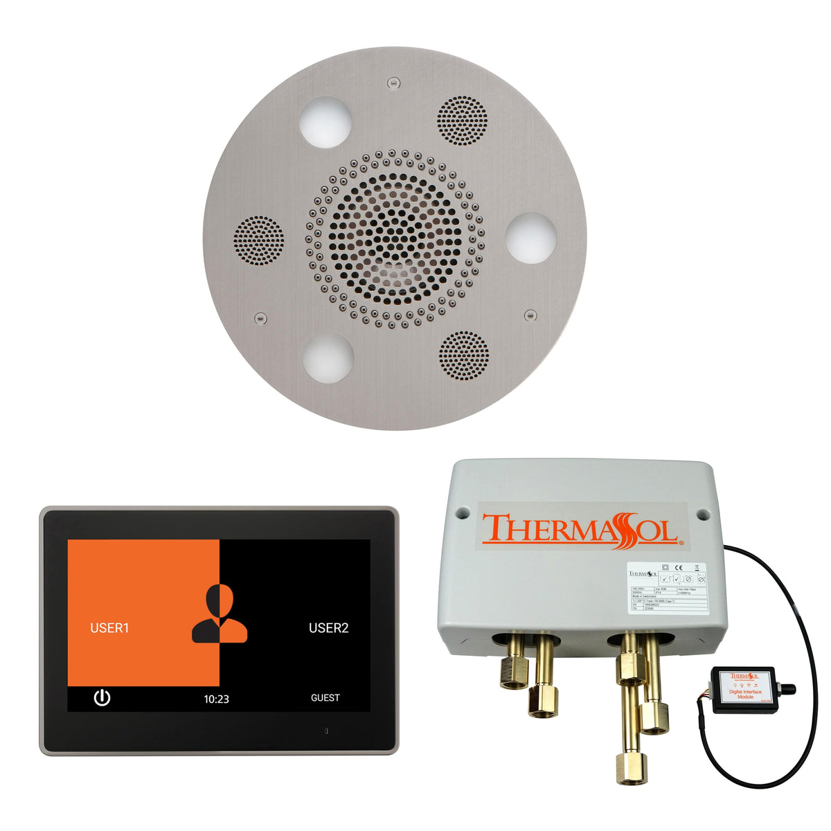 ThermaSol The Wellness Shower Package with 10" ThermaTouch Round-Steam Shower Controls & Accessories-ThermaSol-Satin Chrome-Nordica Sauna