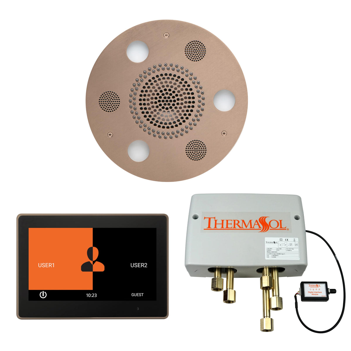 ThermaSol The Wellness Shower Package with 10" ThermaTouch Round-Steam Shower Controls & Accessories-ThermaSol-Satin Nickel-Nordica Sauna