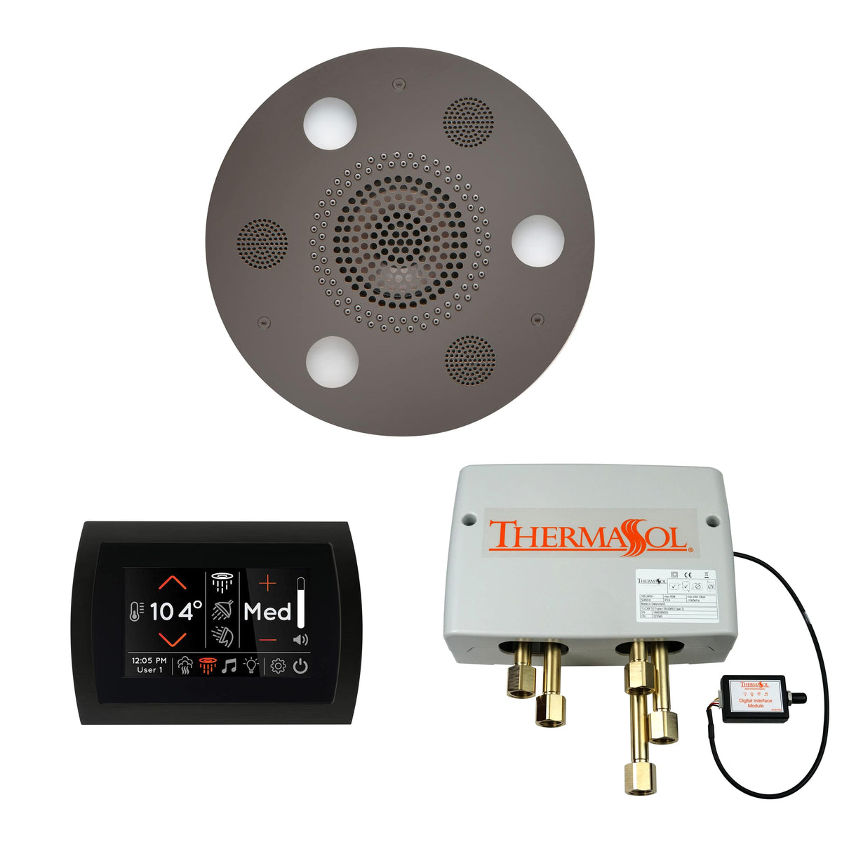 ThermaSol The Wellness Shower Package with SignaTouch Round-Steam Shower Controls & Accessories-ThermaSol-Black Nickel-Nordica Sauna