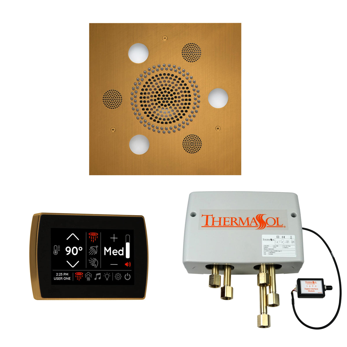ThermaSol The Wellness Shower Package with SignaTouch Square-Steam Shower Controls & Accessories-ThermaSol-Antique Brass-Nordica Sauna