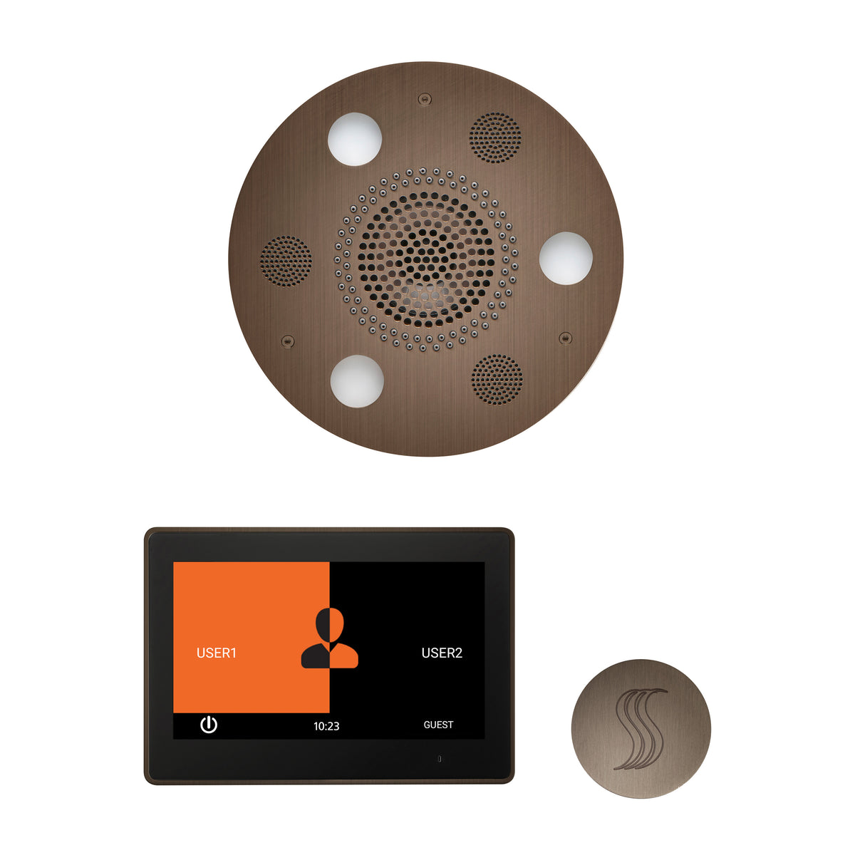 ThermaSol The Wellness Steam Package with 10" ThermaTouch Round-Steam Shower Controls & Accessories-ThermaSol-Antique Nickel-Nordica Sauna