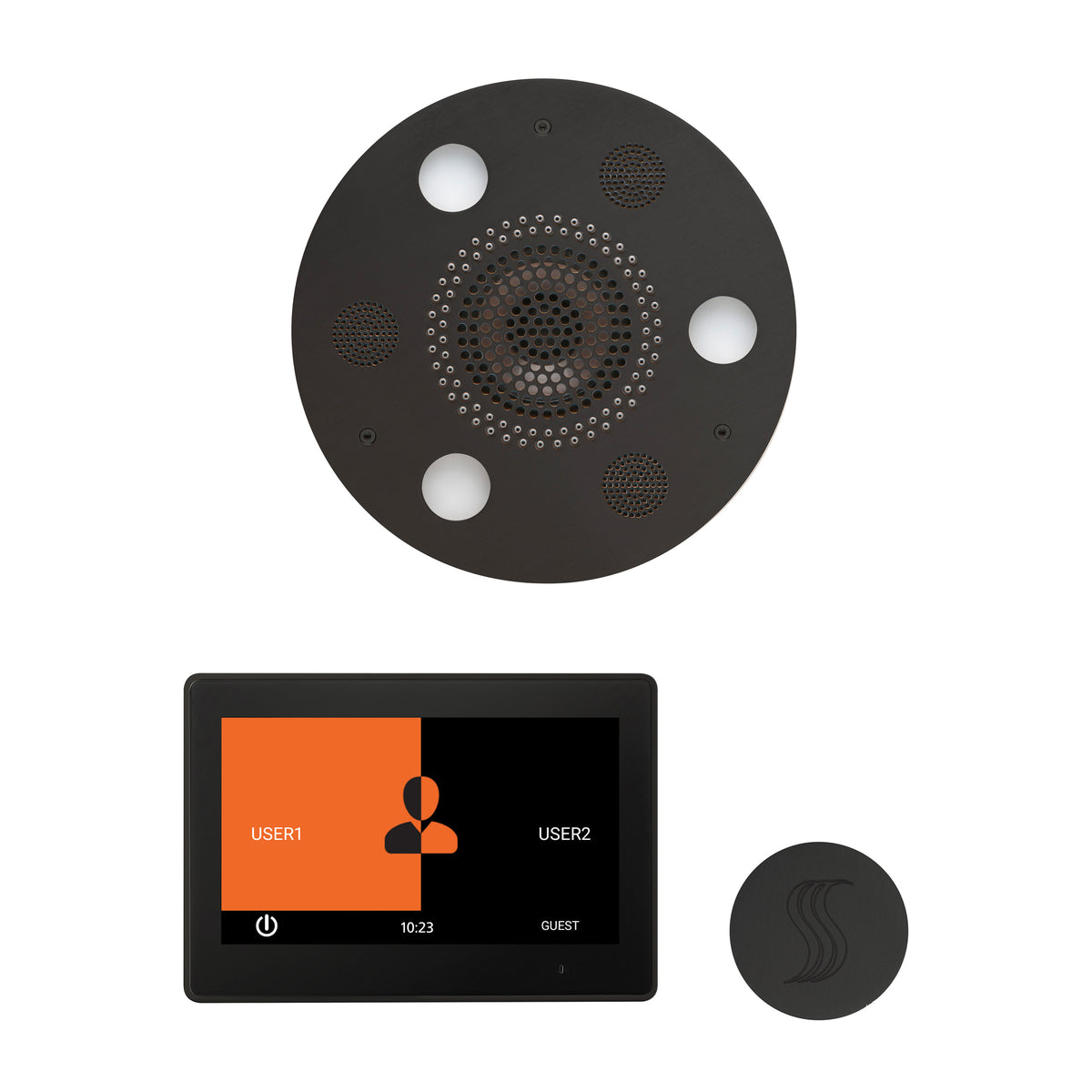 ThermaSol The Wellness Steam Package with 10" ThermaTouch Round-Steam Shower Controls & Accessories-ThermaSol-Matte Black-Nordica Sauna