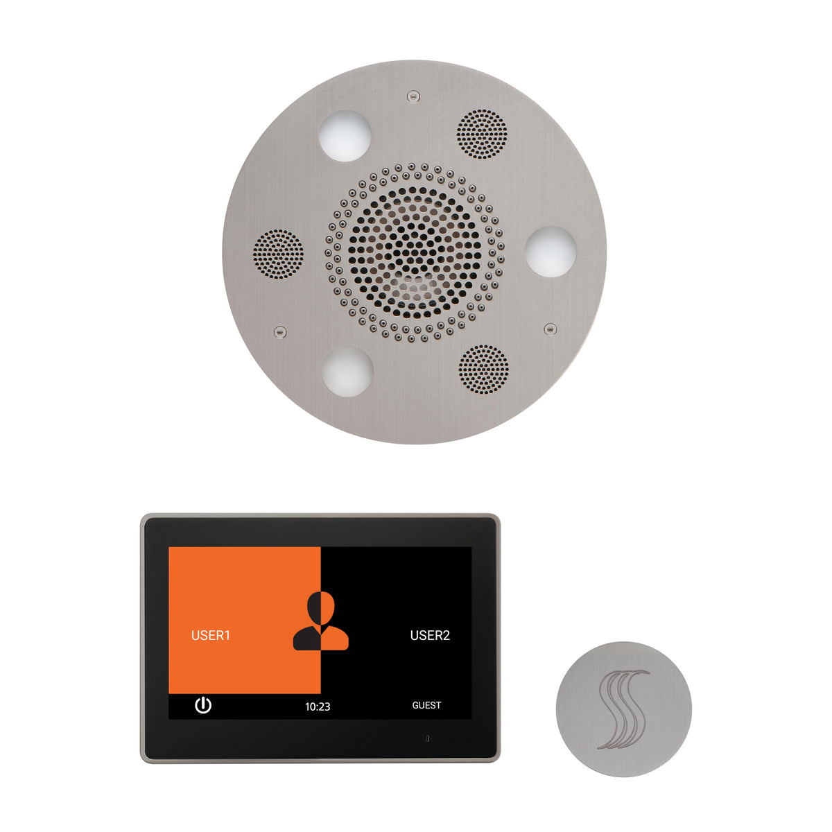 ThermaSol The Wellness Steam Package with 10" ThermaTouch Round-Steam Shower Controls & Accessories-ThermaSol-Satin Chrome-Nordica Sauna