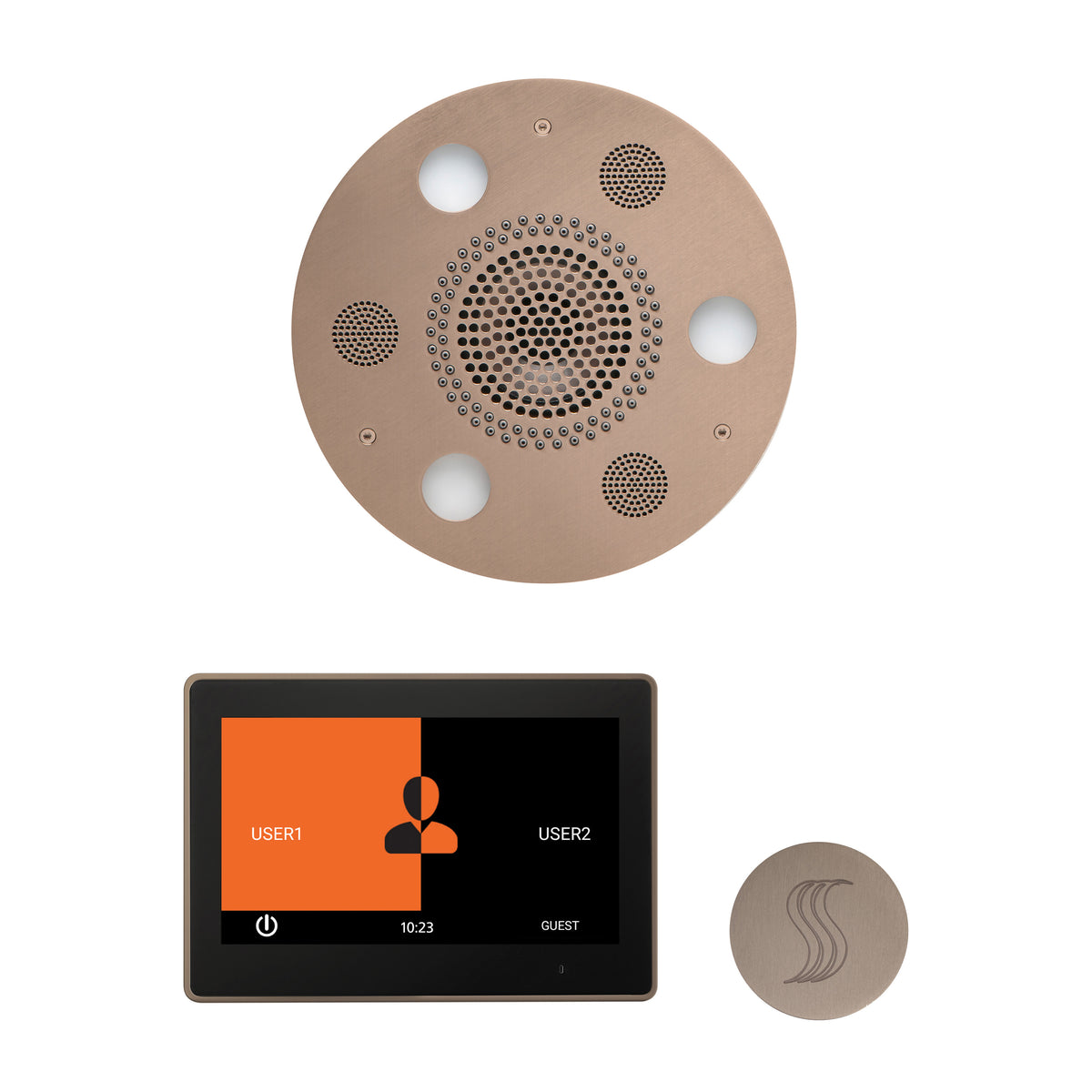 ThermaSol The Wellness Steam Package with 10" ThermaTouch Round-Steam Shower Controls & Accessories-ThermaSol-Satin Nickel-Nordica Sauna