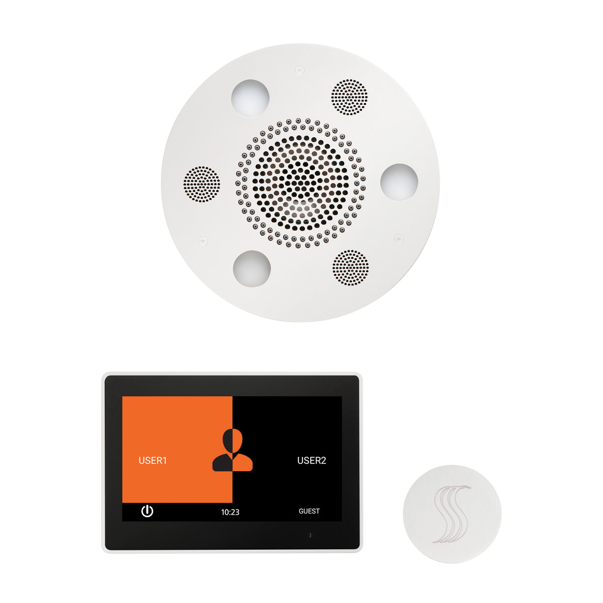 ThermaSol The Wellness Steam Package with 10" ThermaTouch Round-Steam Shower Controls & Accessories-ThermaSol-White-Nordica Sauna