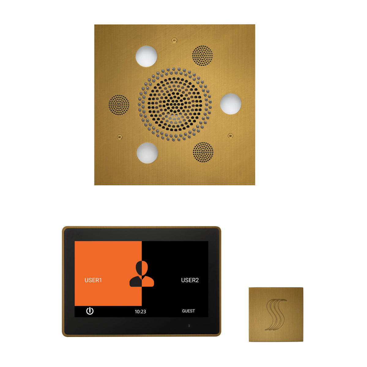 ThermaSol The Wellness Steam Package with 10" ThermaTouch Square-Steam Shower Controls & Accessories-ThermaSol-Antique Brass-Nordica Sauna