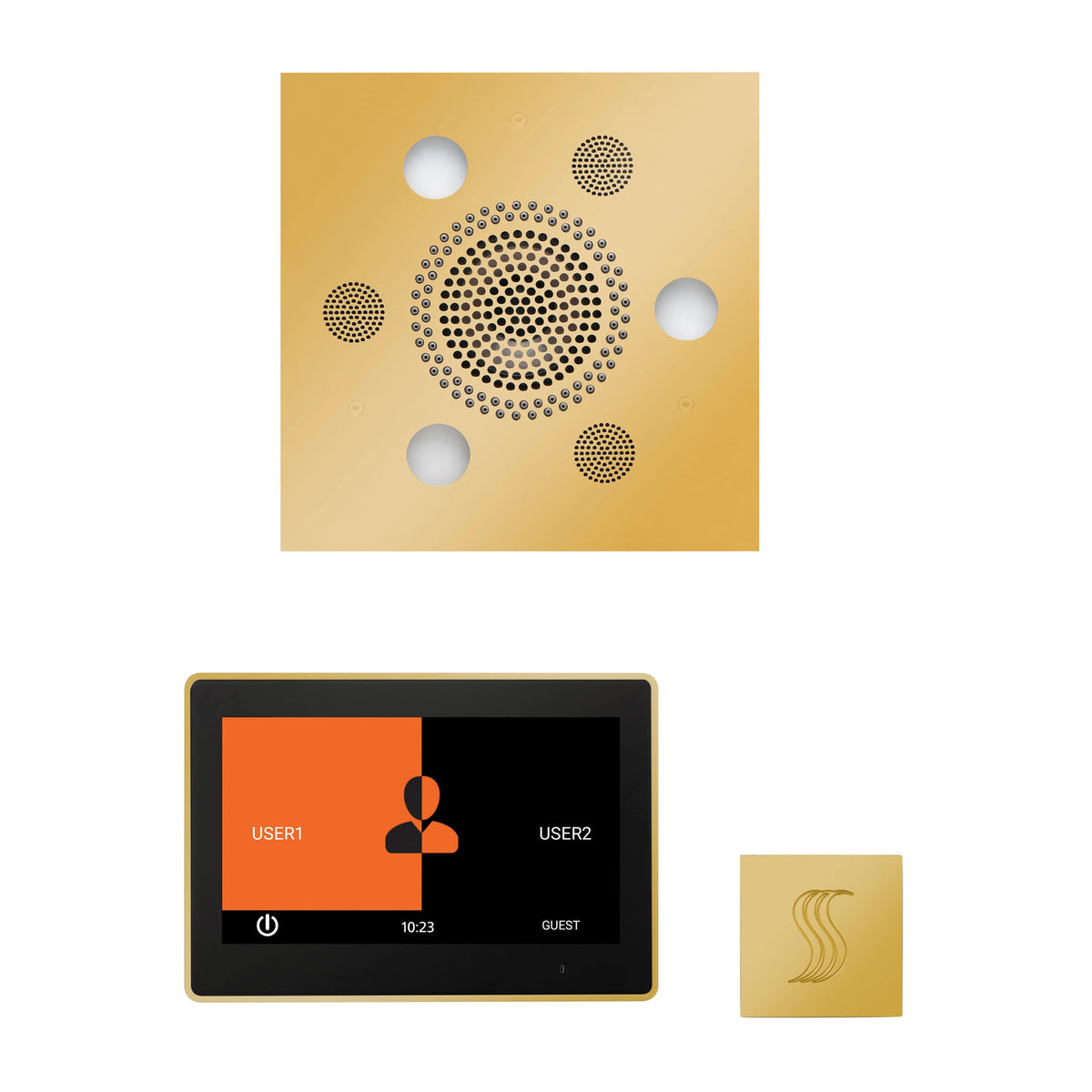 ThermaSol The Wellness Steam Package with 10" ThermaTouch Square-Steam Shower Controls & Accessories-ThermaSol-Polished Gold-Nordica Sauna