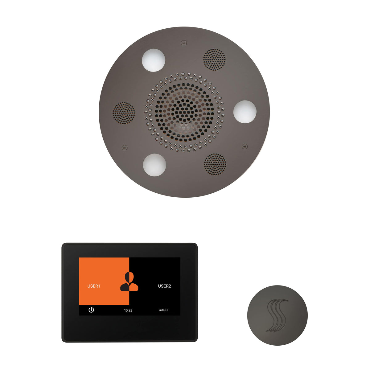 ThermaSol The Wellness Steam Package with 7" ThermaTouch Round-Steam Shower Controls & Accessories-ThermaSol-Black Nickel-Nordica Sauna