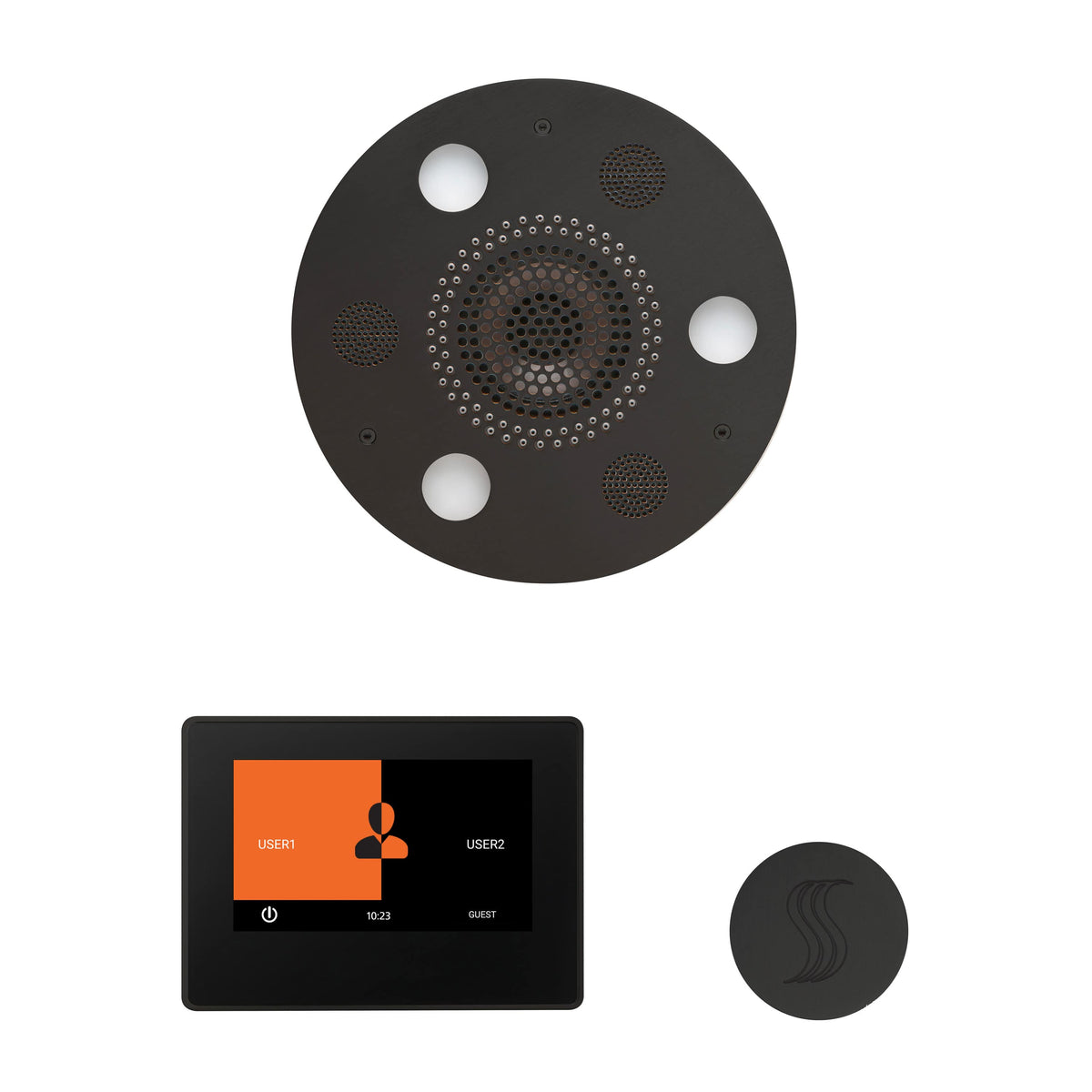 ThermaSol The Wellness Steam Package with 7" ThermaTouch Round-Steam Shower Controls & Accessories-ThermaSol-Matte Black-Nordica Sauna