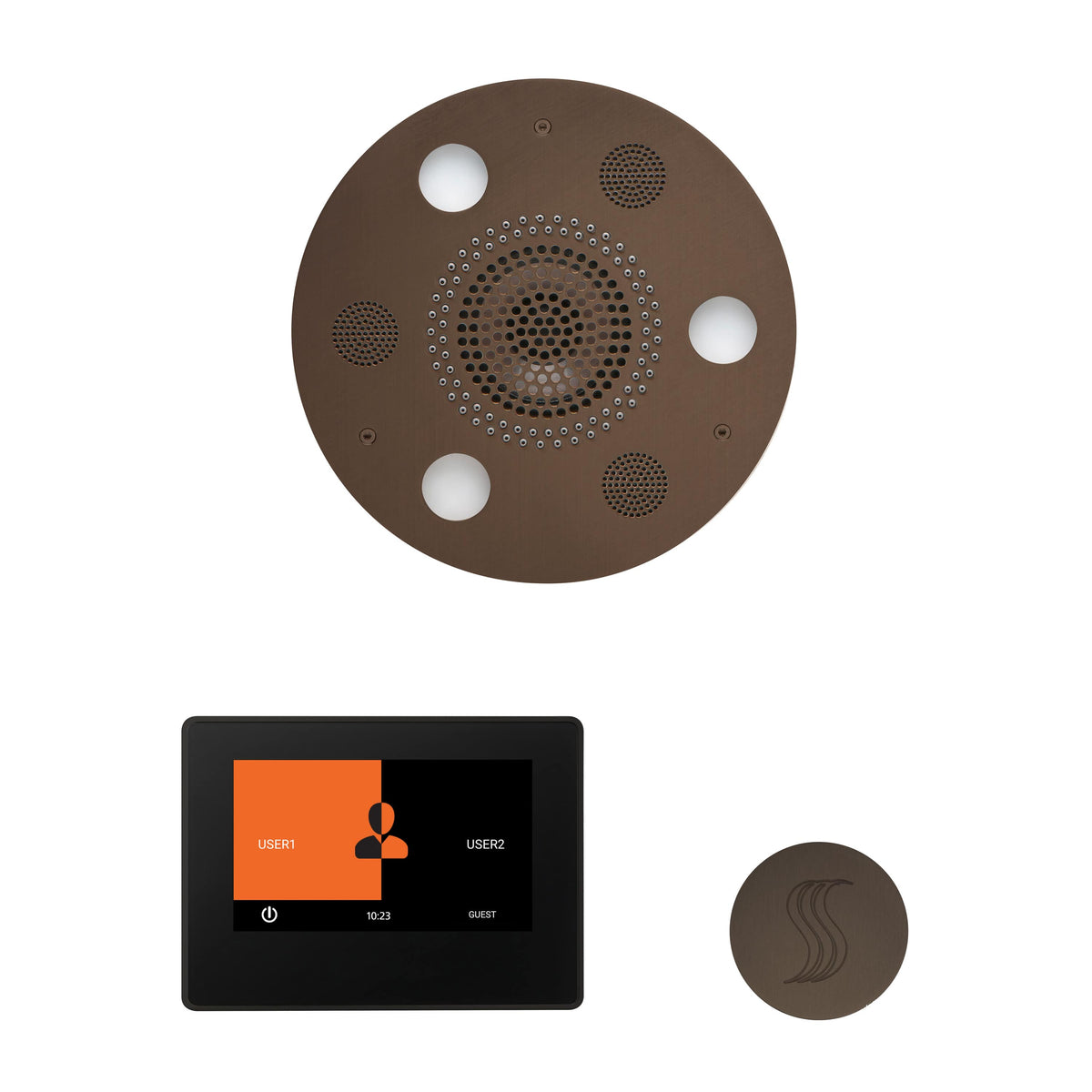 ThermaSol The Wellness Steam Package with 7" ThermaTouch Round-Steam Shower Controls & Accessories-ThermaSol-Oil Rubbed Bronze-Nordica Sauna