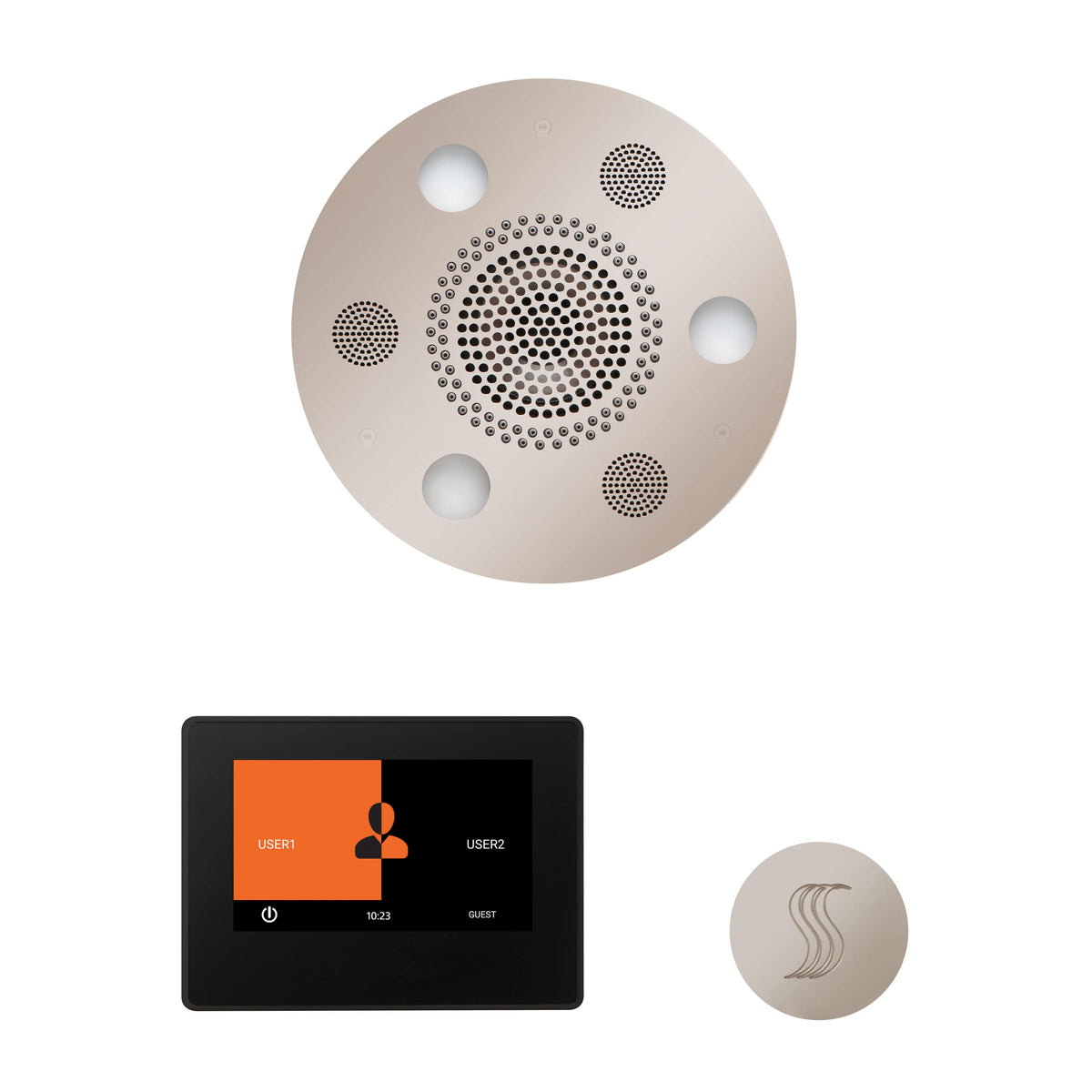 ThermaSol The Wellness Steam Package with 7" ThermaTouch Round-Steam Shower Controls & Accessories-ThermaSol-Polished Nickel-Nordica Sauna