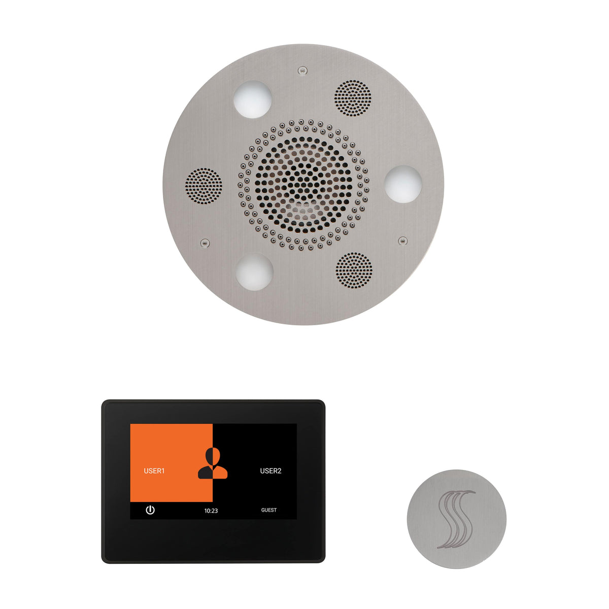 ThermaSol The Wellness Steam Package with 7" ThermaTouch Round-Steam Shower Controls & Accessories-ThermaSol-Satin Chrome-Nordica Sauna