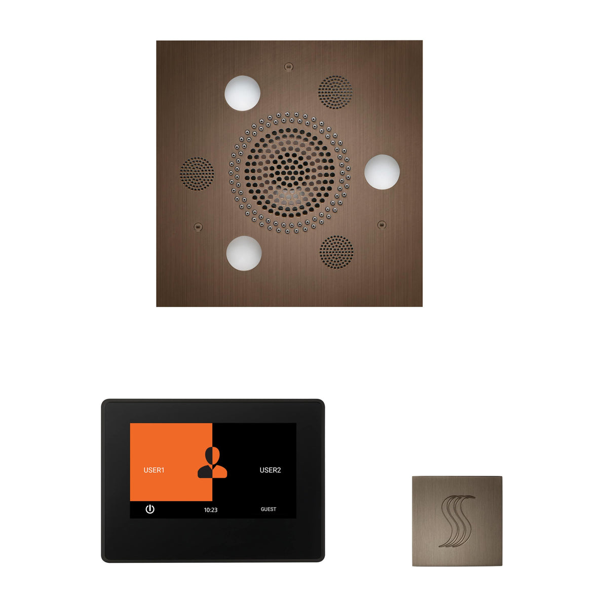 ThermaSol The Wellness Steam Package with 7" ThermaTouch Square-Steam Shower Controls & Accessories-ThermaSol-Antique Brass-Nordica Sauna