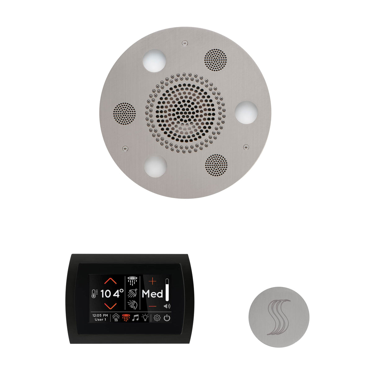 ThermaSol The Wellness Steam Package with SignaTouch Round-Steam Shower Controls & Accessories-ThermaSol-Satin Chrome-Nordica Sauna