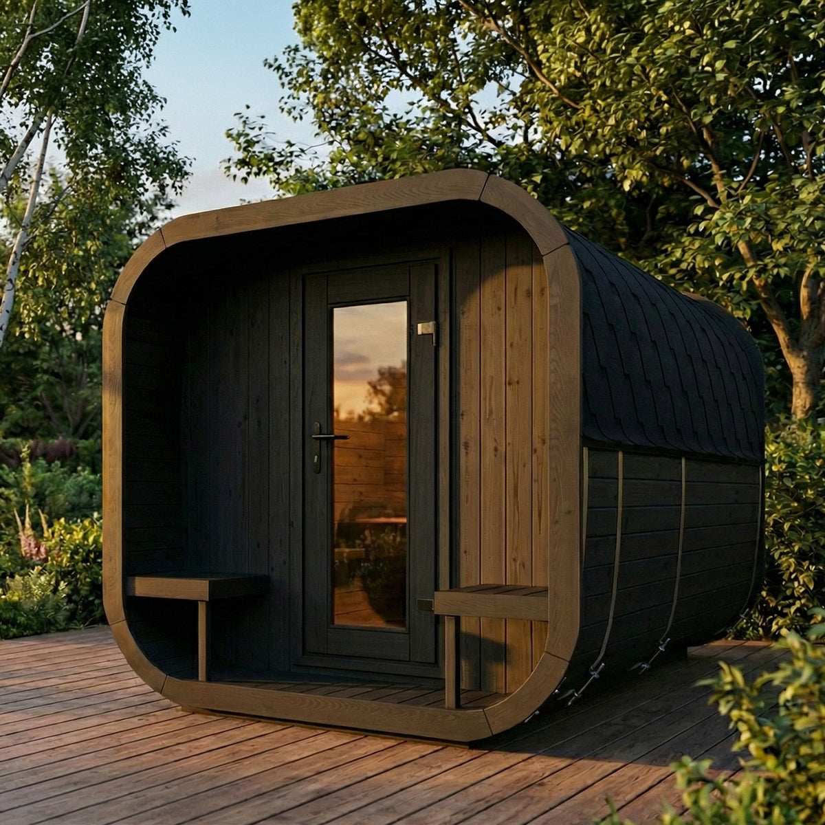 
SaunaLife CL12GCP 8-Person Cube Series Outdoor Home Sauna Kit