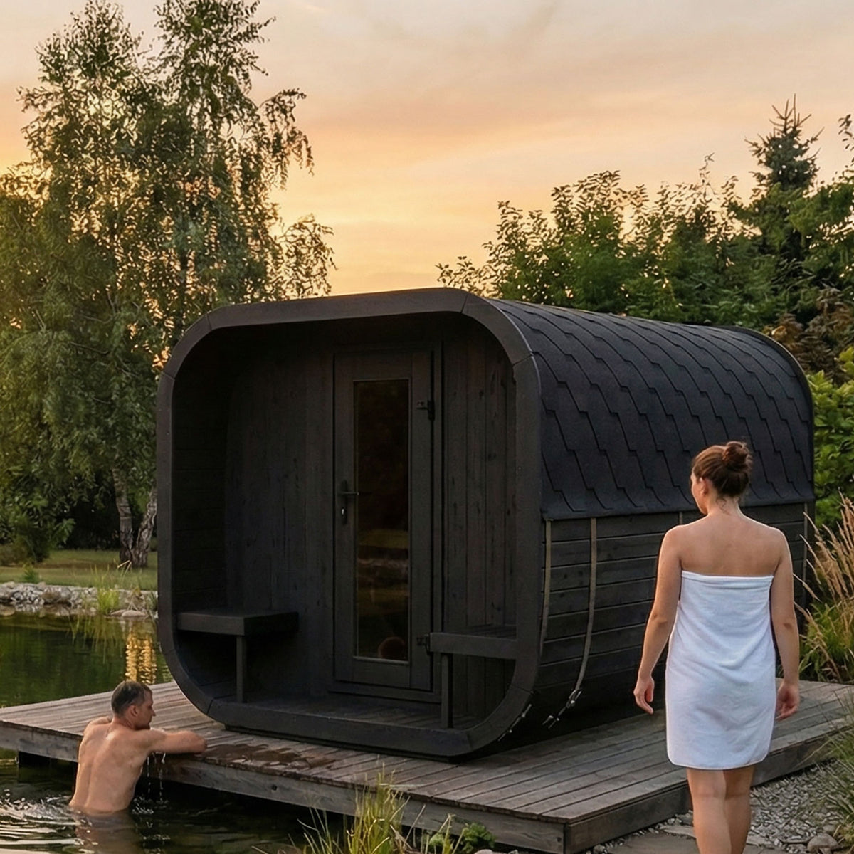 
SaunaLife CL12GCP 8-Person Cube Series Outdoor Home Sauna Kit