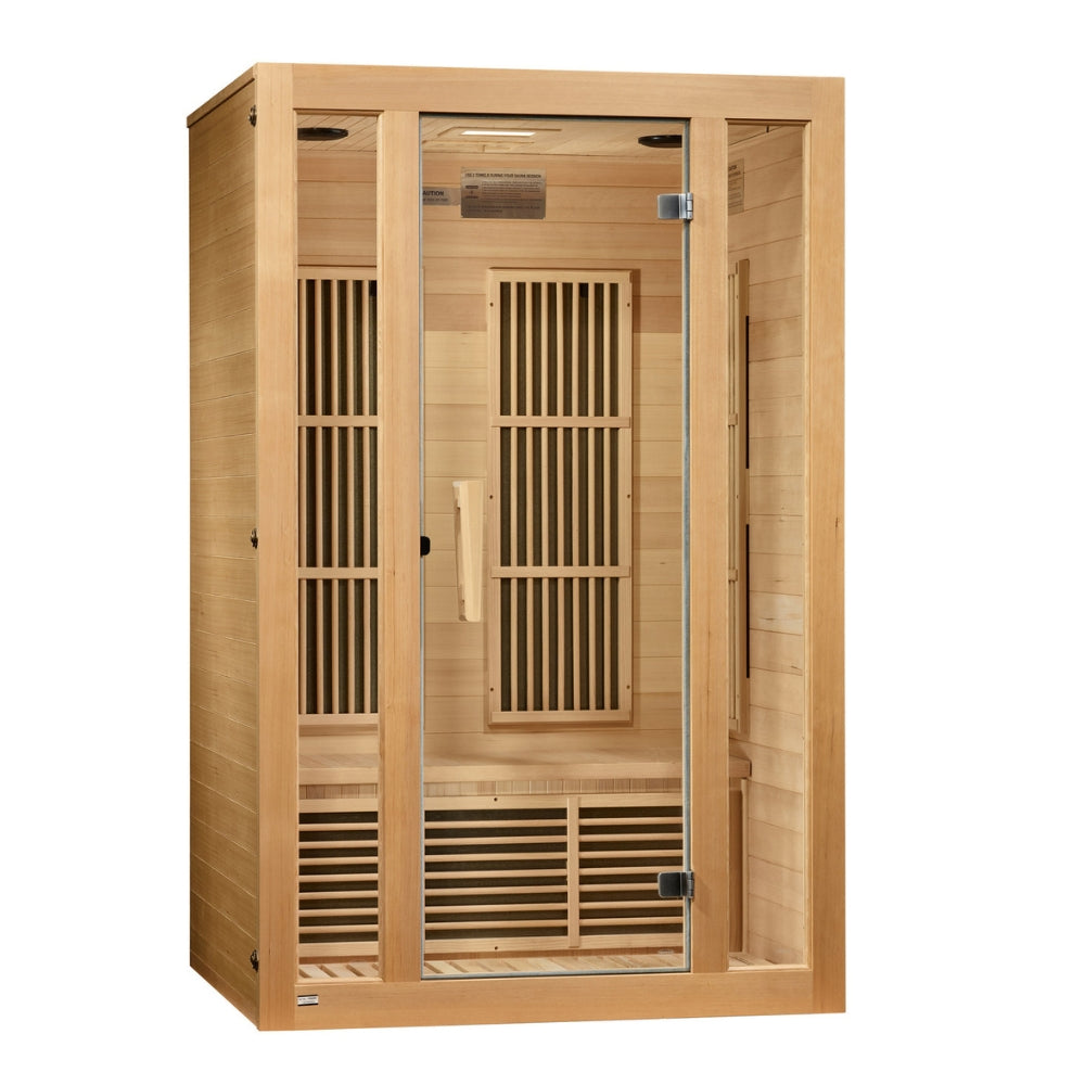 Golden Designs Maxxus Seattle 2-Person Near Zero EMF FAR Infrared Carbon Sauna with Canadian Hemlock | MX-J206-01-ZF