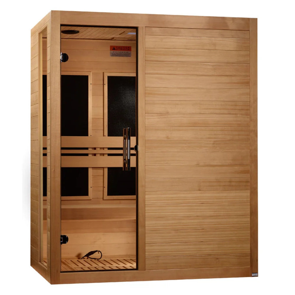 Golden Designs Toscana Elite 3-person Ultra Low EMF FAR Infrared Sauna with Canadian Hemlock
