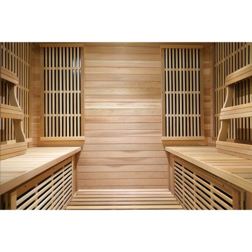 Sunray Roslyn 4-Person Cedar Sauna with Carbon Heaters and Side Bench Seating-Sauna-Sunray-Nordica Sauna