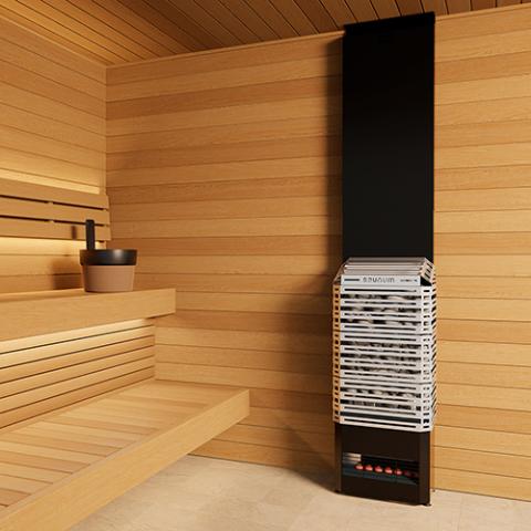Saunum Air 5 Sauna Heater with Climate Equalizer-Sauna Heater-Saunum-Nordic Black/Anthracite Grey (Stainless cage body)-Nordica Sauna