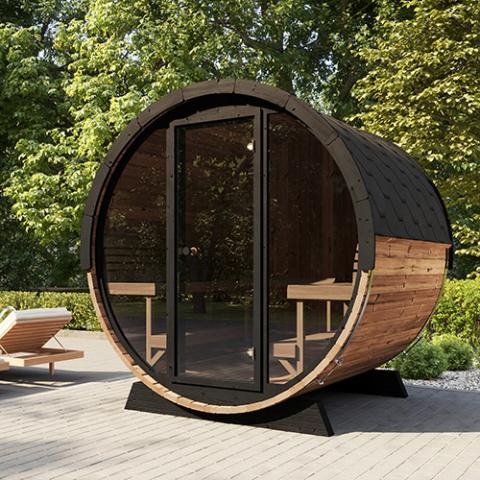 SaunaLife Model EE8G ERGO Series Sauna Barrel 79"L x 91"H (Diameter) Glass Front-Sauna-SaunaLife-Nordica Sauna