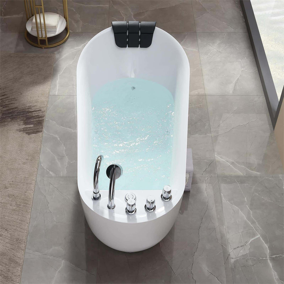 Empava 59 in. Whirlpool Freestanding Acrylic Bathtub | EMPV-59AIS04-Feestanding massage bathtub-Empava-Nordica Sauna