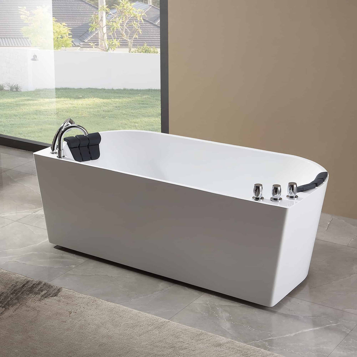 Empava 59 in. Whirlpool Acrylic Alcove Bathtub | EMPV-59AIS06-Feestanding massage bathtub-Empava-Nordica Sauna