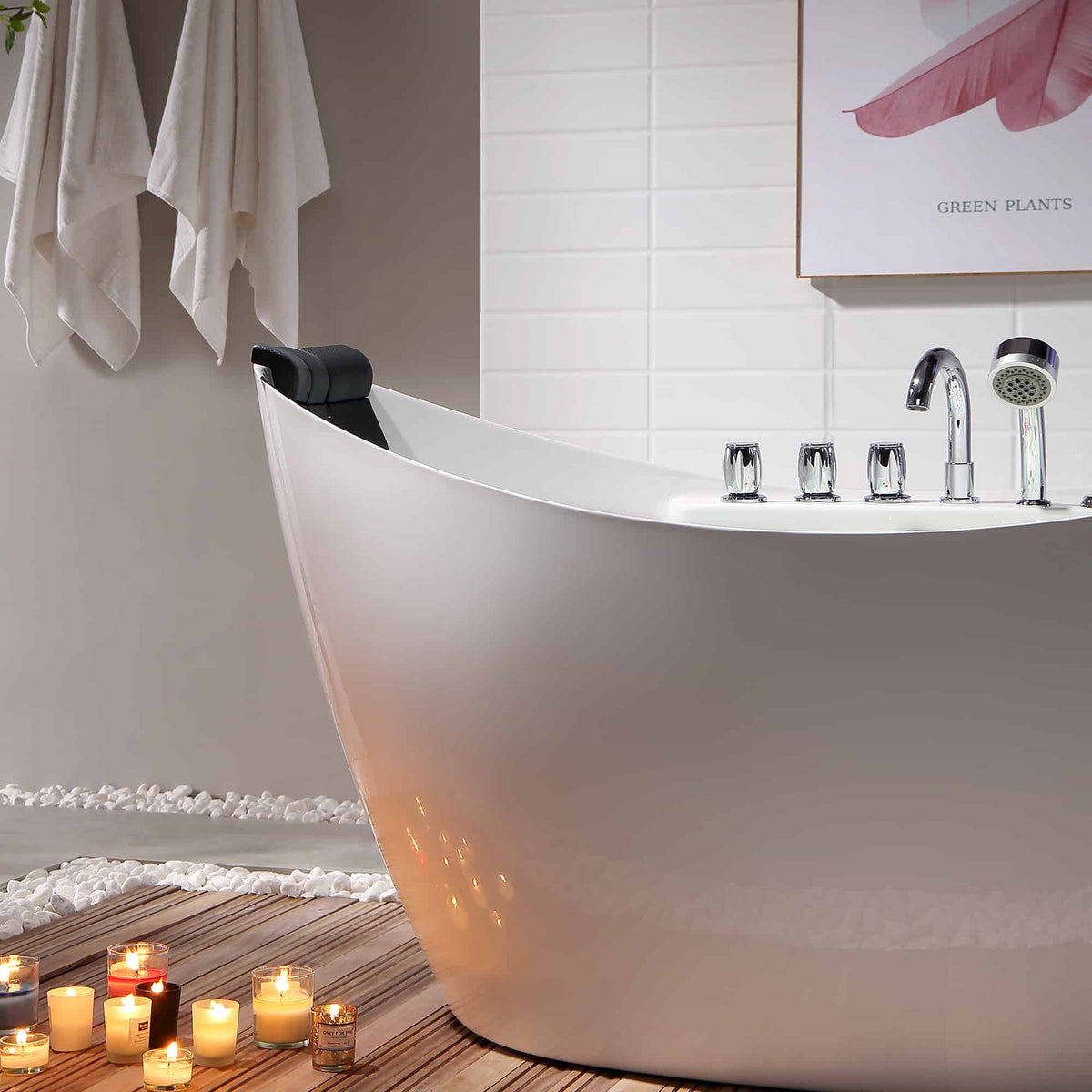 Empava 59 in. Whirlpool Freestanding Acrylic Bathtub | EMPV-59AIS11-Feestanding massage bathtub-Empava-Nordica Sauna