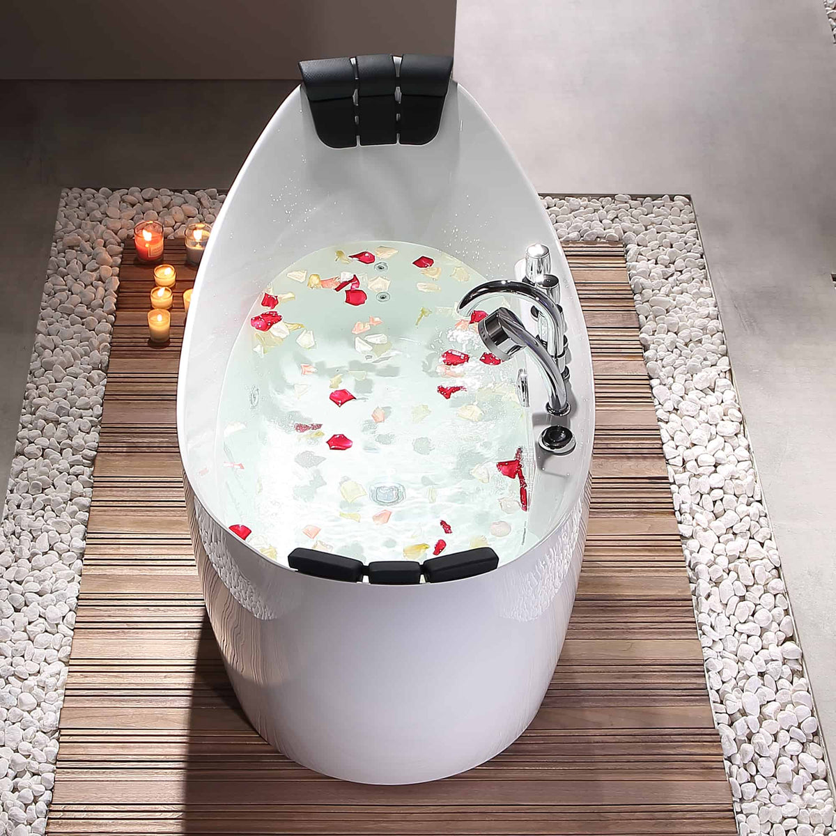 Empava 59 in. Whirlpool Freestanding Acrylic Bathtub | EMPV-59AIS11-Feestanding massage bathtub-Empava-Nordica Sauna