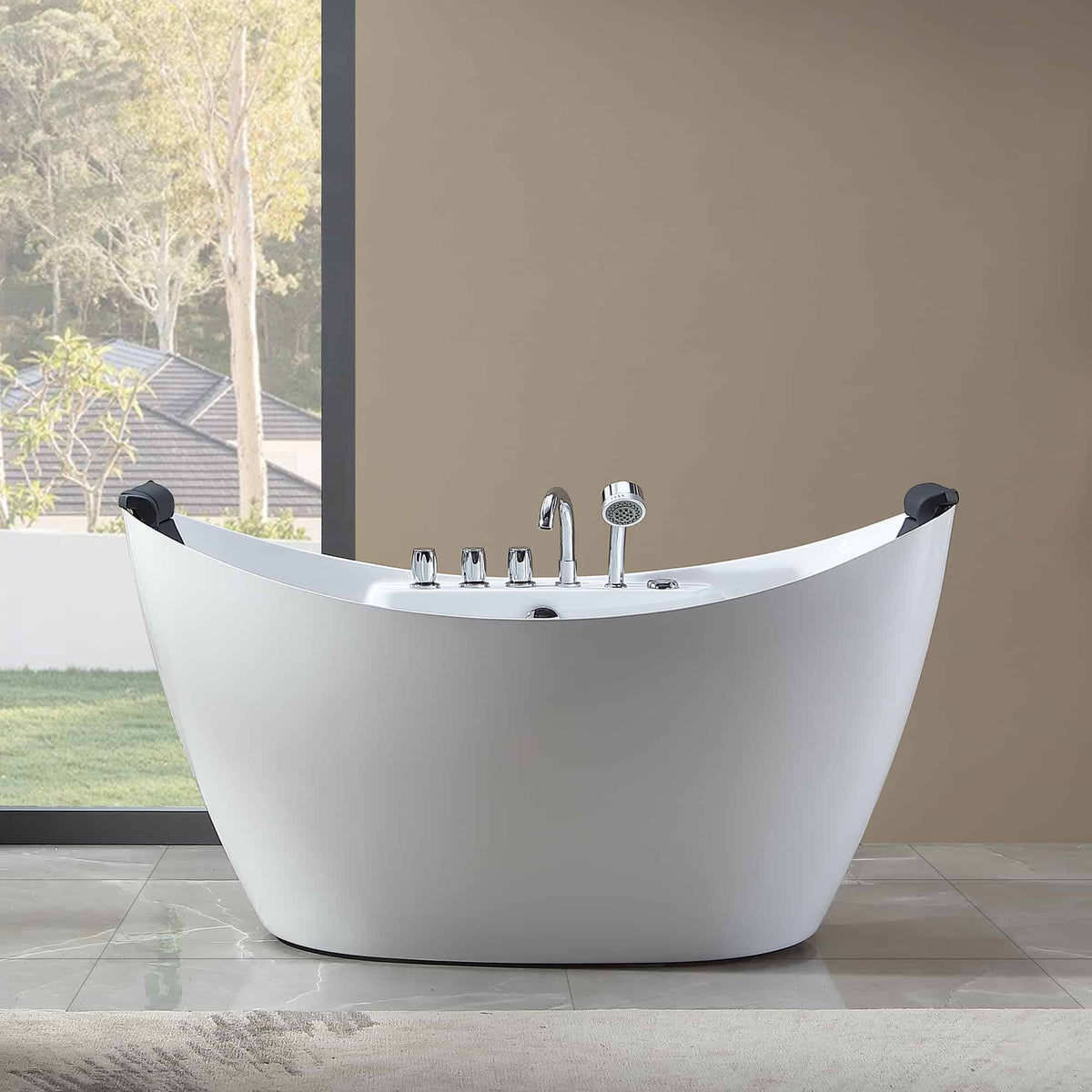 Empava 59 in. Whirlpool Freestanding Acrylic Bathtub | EMPV-59AIS11-Feestanding massage bathtub-Empava-Nordica Sauna