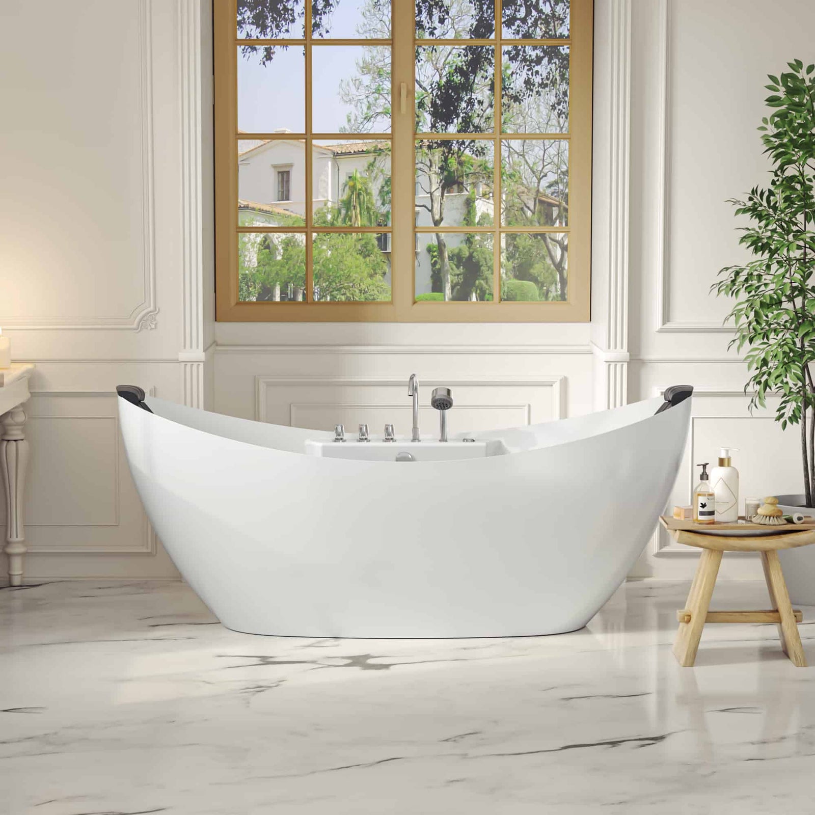 Empava 59 in. Whirlpool Freestanding Acrylic Bathtub | EMPV-59AIS11-Feestanding massage bathtub-Empava-Nordica Sauna