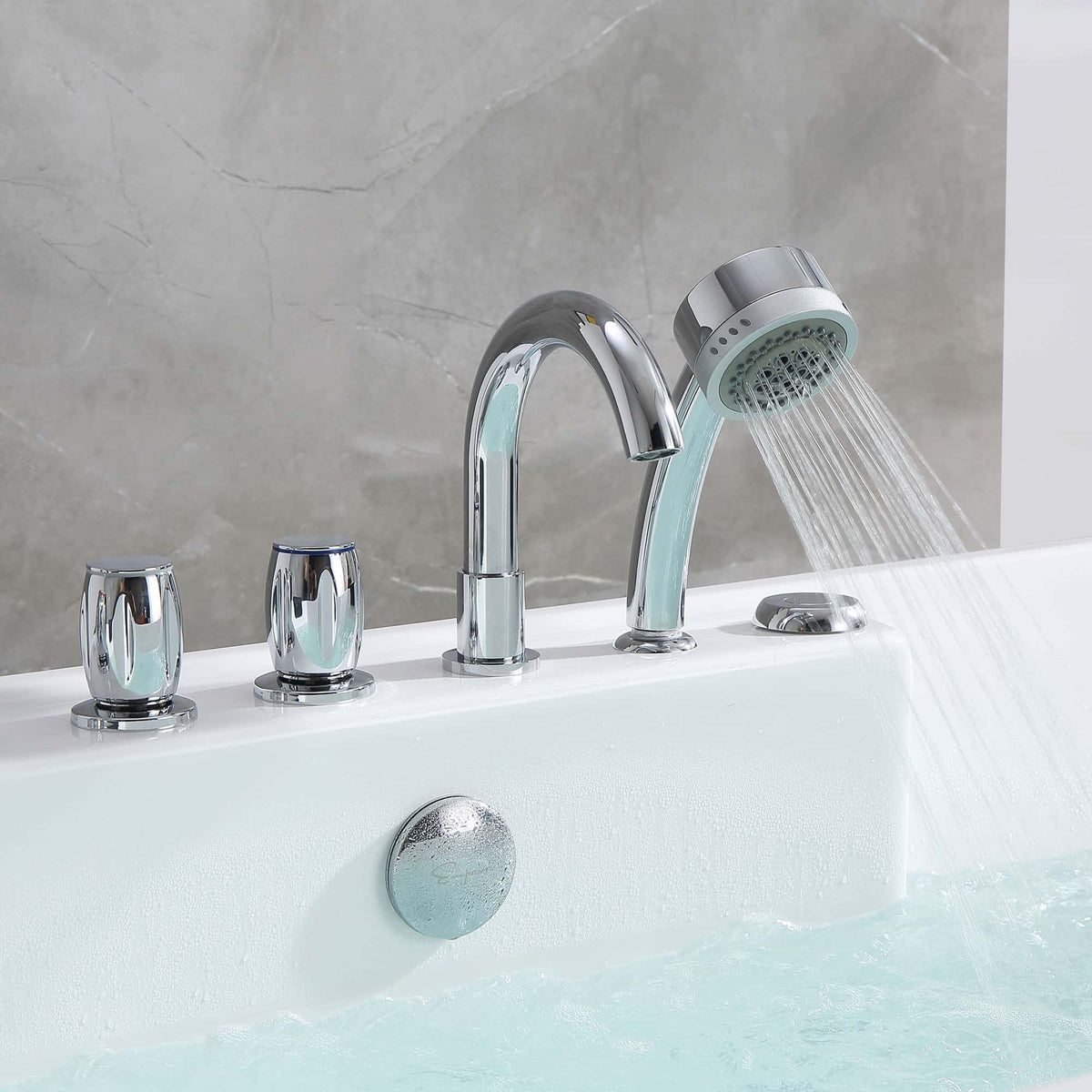 Empava 59 in. Whirlpool Freestanding Acrylic Bathtub | EMPV-59AIS15-Feestanding massage bathtub-Empava-Nordica Sauna