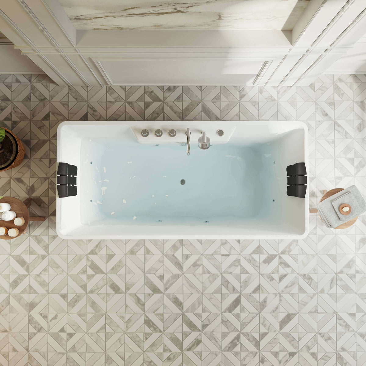 Empava 59 in. Whirlpool Freestanding Acrylic Bathtub | EMPV-59AIS15-Feestanding massage bathtub-Empava-Nordica Sauna