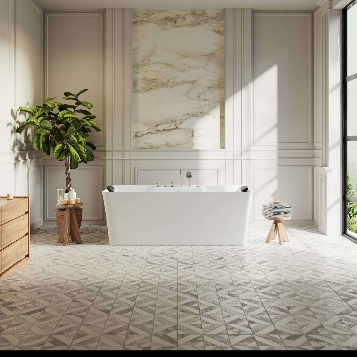 Empava 59 in. Whirlpool Freestanding Acrylic Bathtub | EMPV-59AIS15-Feestanding massage bathtub-Empava-Nordica Sauna