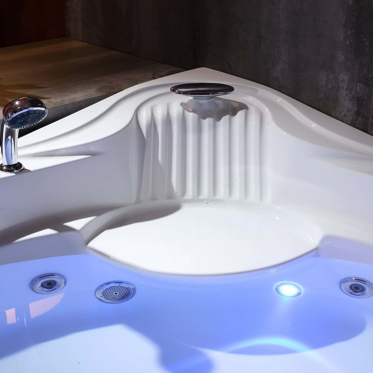 Empava 59 in. Whirlpool LED Corner Bathtub | EMPV-59JT319LED-massage bathtub-Empava-Nordica Sauna