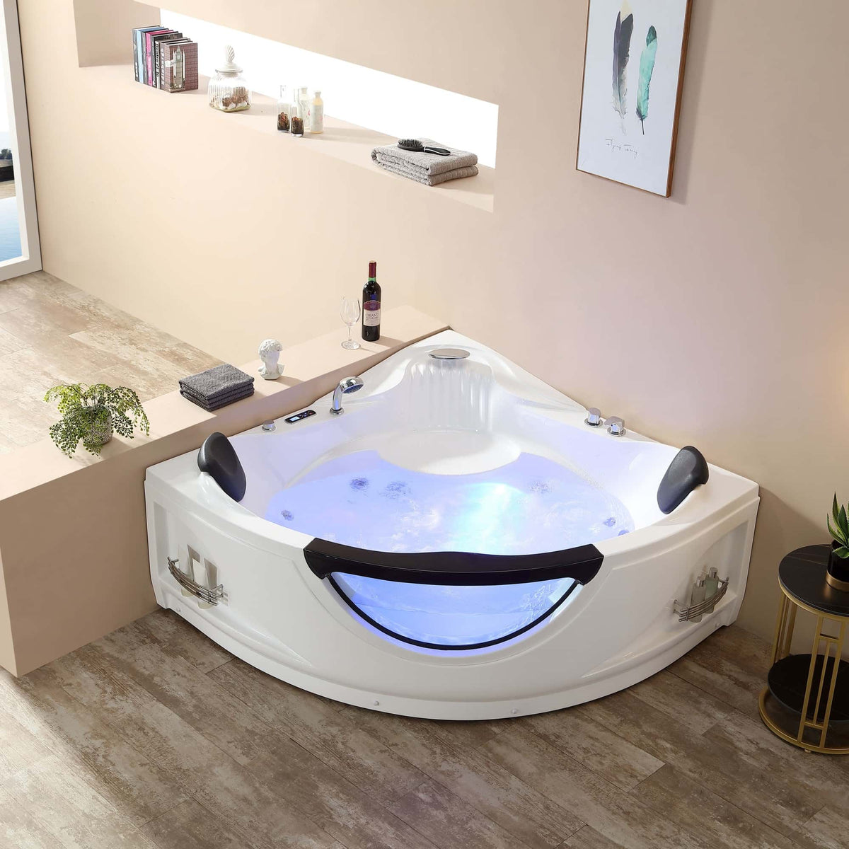 Empava 59 in. Whirlpool LED Corner Bathtub | EMPV-59JT319LED-massage bathtub-Empava-Nordica Sauna