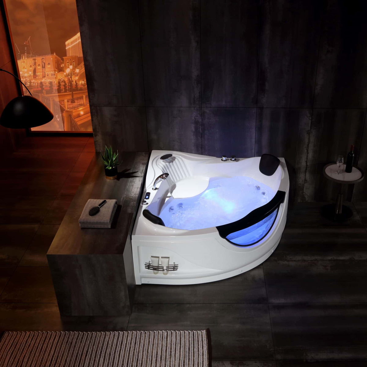 Empava 59 in. Whirlpool LED Corner Bathtub | EMPV-59JT319LED-massage bathtub-Empava-Nordica Sauna