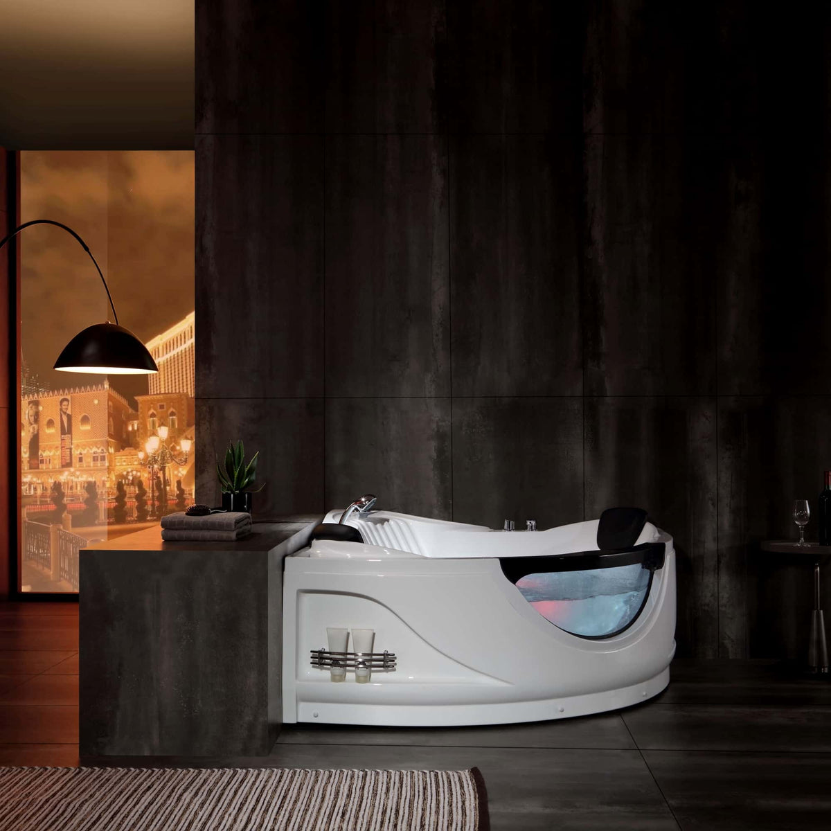 Empava 59 in. Whirlpool LED Corner Bathtub | EMPV-59JT319LED-massage bathtub-Empava-Nordica Sauna