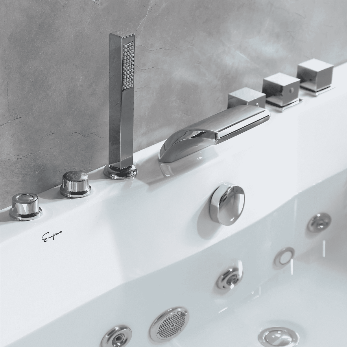 Empava 59 in. Whirlpool Rectangular Bathtub | EMPV-59JT408LED-massage bathtub-Empava-Nordica Sauna
