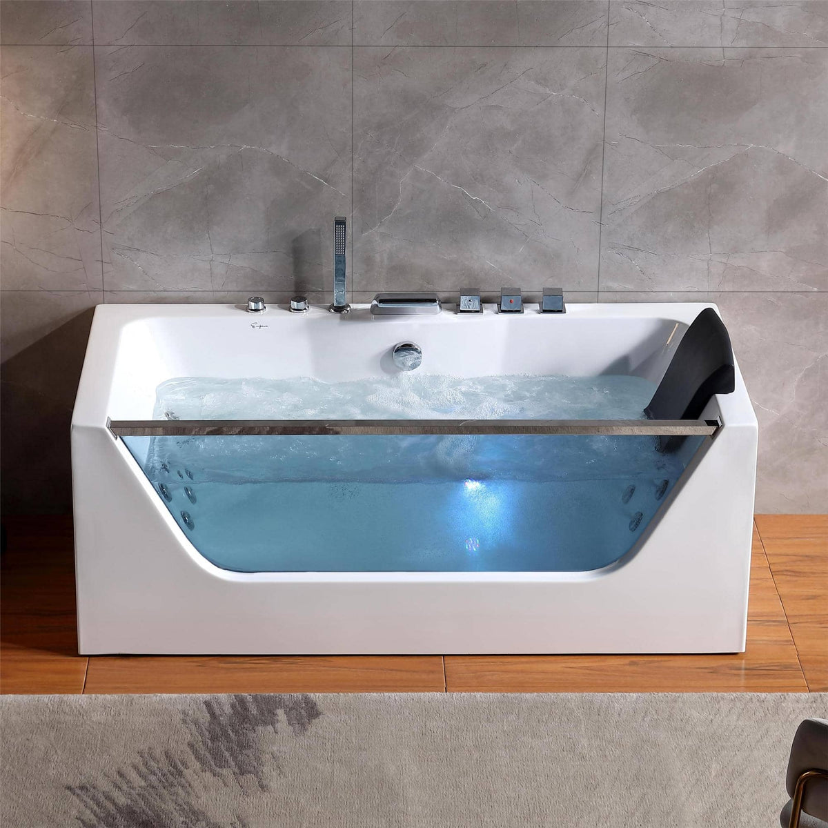 Empava 59 in. Whirlpool Rectangular Bathtub | EMPV-59JT408LED-massage bathtub-Empava-Nordica Sauna