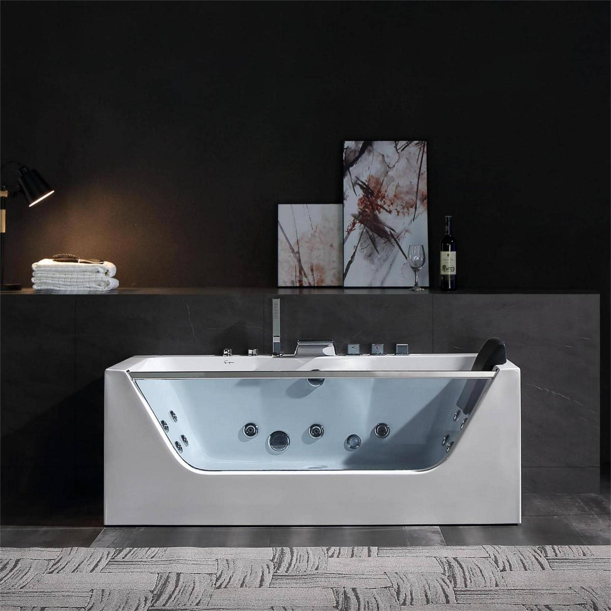 Empava 59 in. Whirlpool Rectangular Bathtub | EMPV-59JT408LED-massage bathtub-Empava-Nordica Sauna