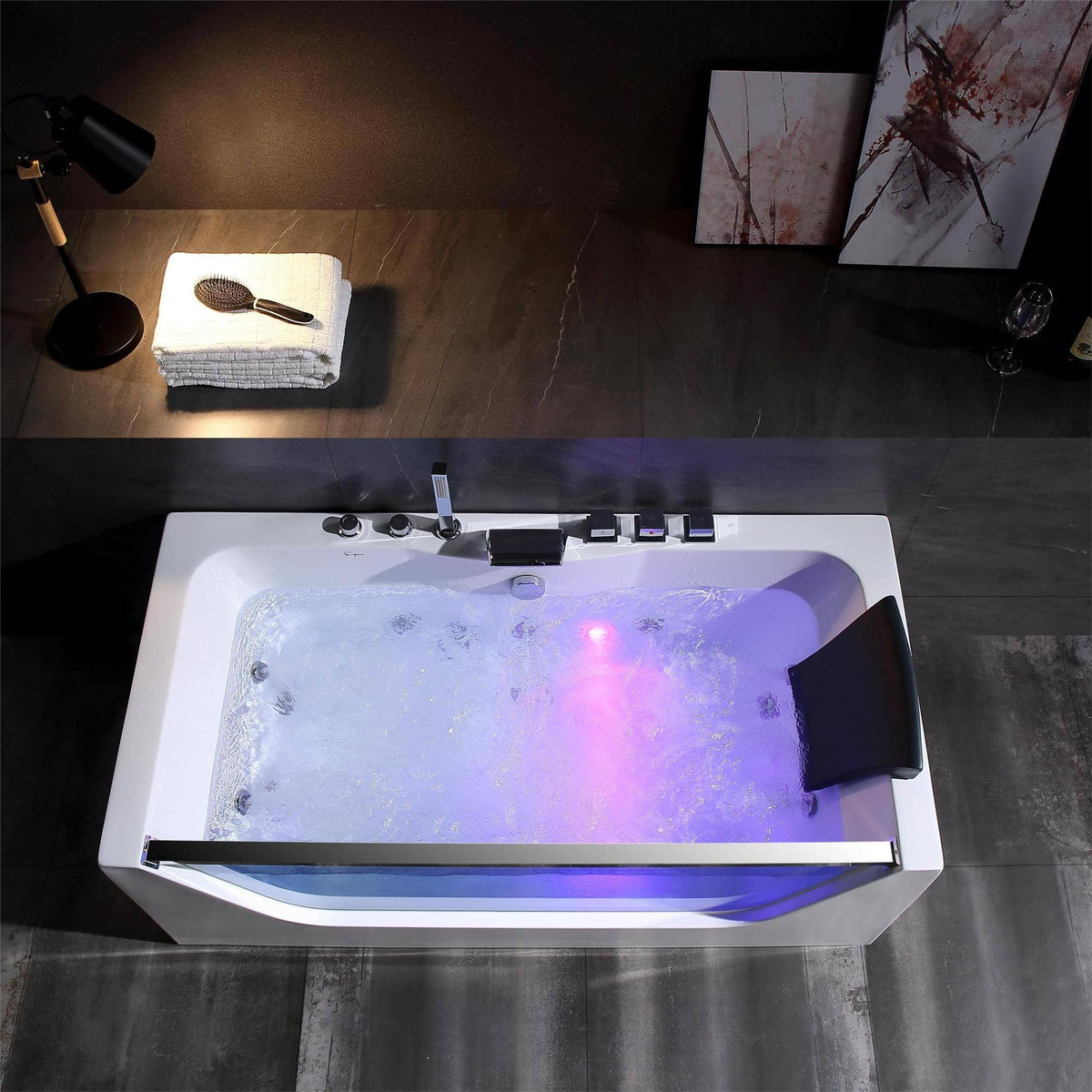 Empava 59 in. Whirlpool Rectangular Bathtub | EMPV-59JT408LED-massage bathtub-Empava-Nordica Sauna