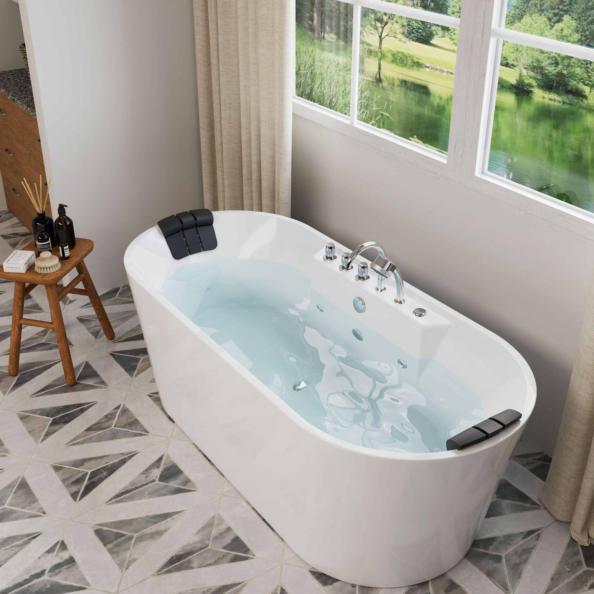 Empava 67 in. Whirlpool Acrylic Freestanding Bathtub | EMPV-67AIS01-Feestanding massage bathtub-Empava-Nordica Sauna
